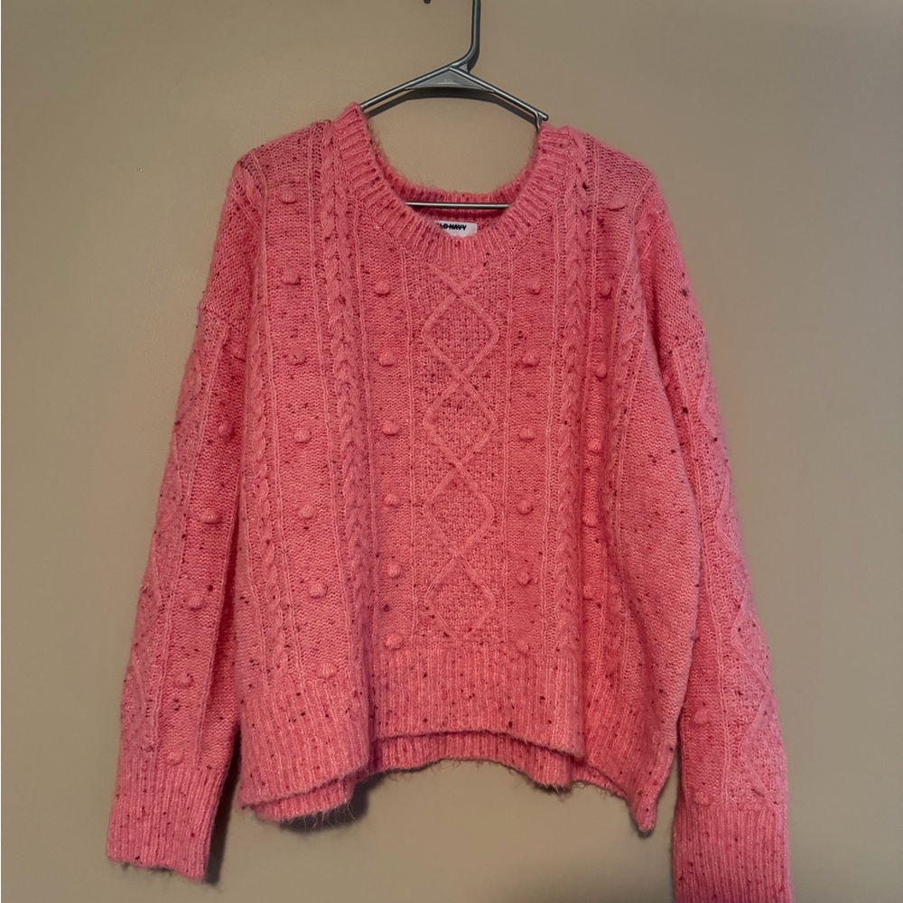 💰Old Navy Pink Textured Crew Neck Sweater